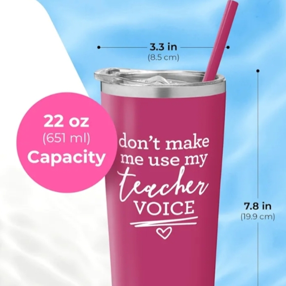 SassyCups Stainless Steel Don't Make Me Use My Teacher Voice Tumbler Pink 22 oz - Picture 5 of 8